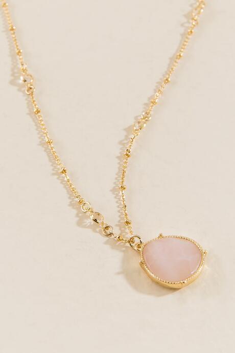 Francesca Inchess Caroline Rose Quartz Pendant - Pale Pink