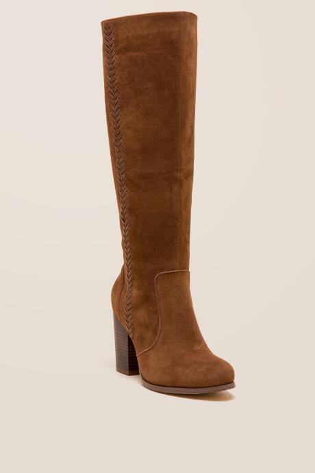 Francesca's Mila Whipstitch Block Heel Hi Shaft Boot - Cognac