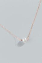 Francesca's Sterling Pearl Pendant Necklace - Rose/gold