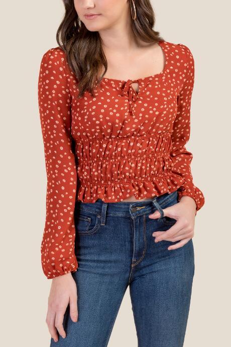 Francesca Inchess Clementine Smocked Waist Blouse - Cinnamon