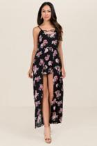 Francesca's Madeline Floral Maxi Romper - Black