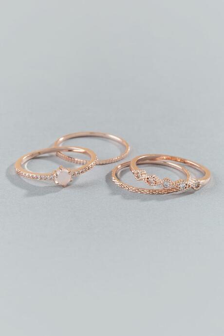 Francesca's Londyn Rose Gold Stacking Ring Set - Rose/gold