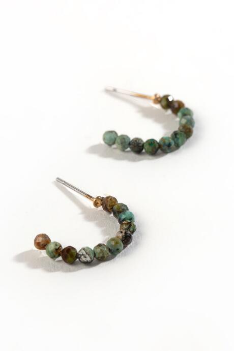 Francesca's Darla Precious Stone Huggie Hoops - Turquoise