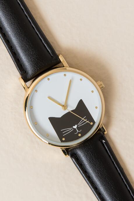 Francesca's Spencer Cat Watch - Black