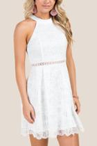 Francesca's Lucy Lace Illusion Fit And Flare Dress - White