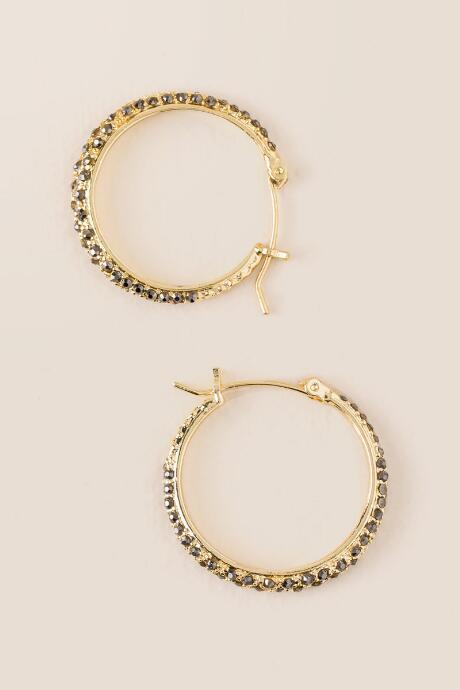 Francesca's Ella Pav Trimmed Hoop Earring - Hematite