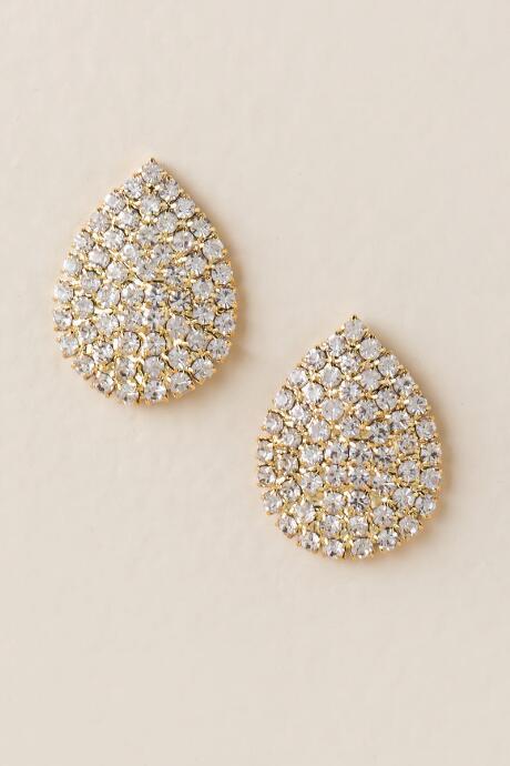 Francesca's Debra Crystal Teardrop Studs - Crystal