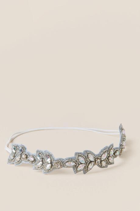 Francesca's Keri Leaf Embellished Headwrap - Gray