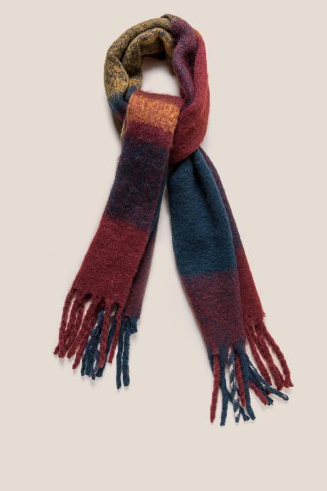 Francesca's Coco Plaid Boucle Scarf - Navy