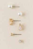 Francesca's Karine Cubic Zirconia Pearl Stud Earring Set - Ivory