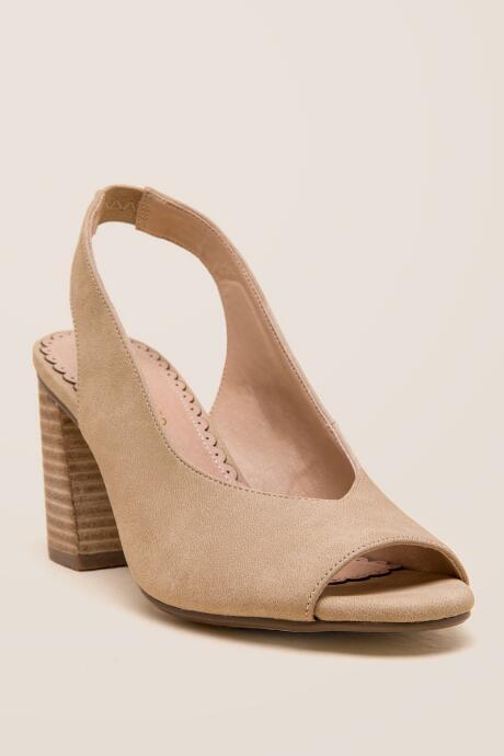 Restricted Columbia Slingback Peep Toe Heel - Taupe