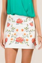 Francesca Inchess Sarali Floral Embroidered Mini Skirt - White