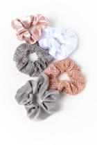 Francesca's Elle 5pk Silk & Lace Scrunchies - Blush