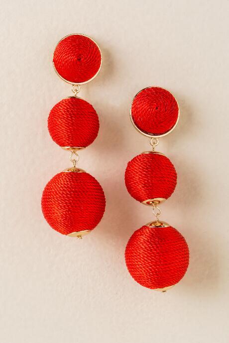Francesca's Yadira Bauble Ball Linear Drop Earring In Red - Red