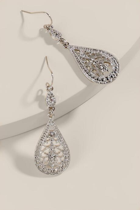 Francesca's Tenley Filigree Teardrop Earrings - Silver
