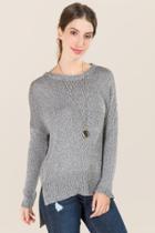 Mi Ami Daria Elbow Patch Step Hem Pullover - Gray