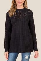 Francesca's Penny Pointelle Tunic Sweater - Black