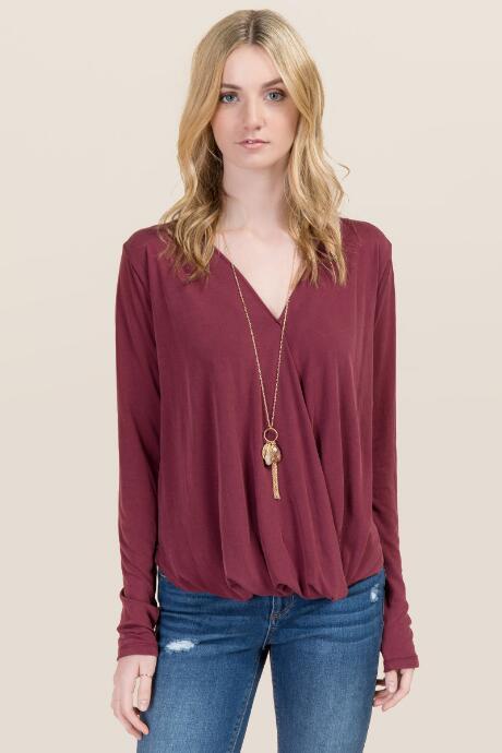 Ayla Emmalyn Surplus Cupro Top - Wine