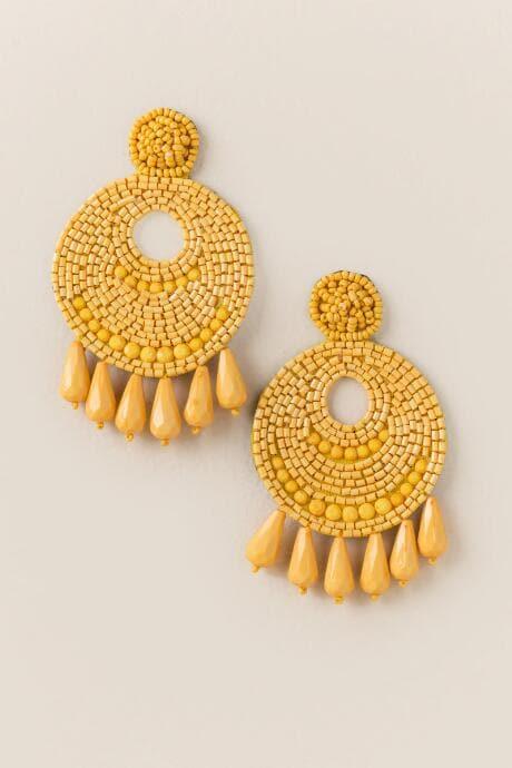 Francesca's Talia Beaded Statement Earrings In Yellow - Yellow