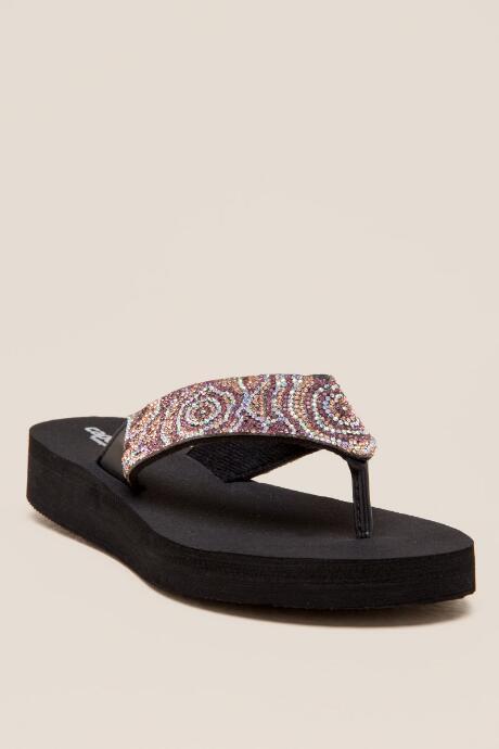 Francesca Inchess Denise Floral Rhinestone Flip Flop Sandal - Multi
