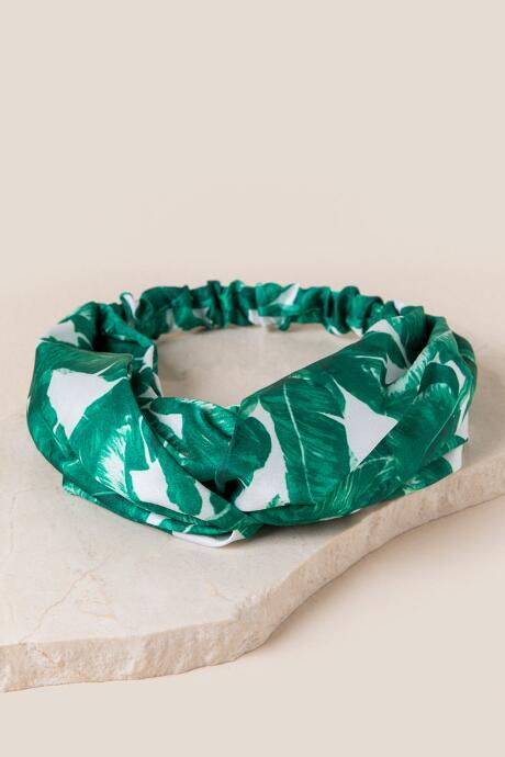 Francesca's Riley Palm Print Turban - White