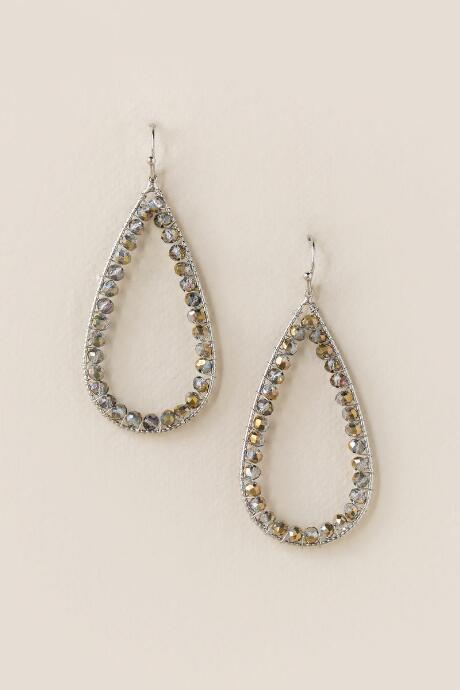 Francesca's Carmen Wire Beaded Teardrop Earring - Gray