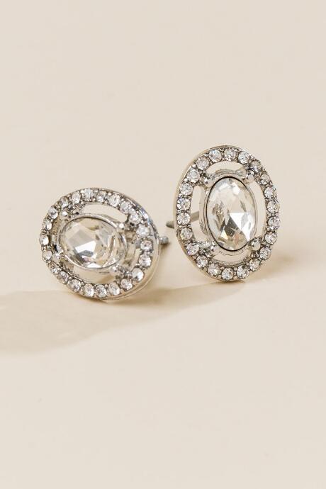 Francescas Delana Oval Halo Stud - Crystal