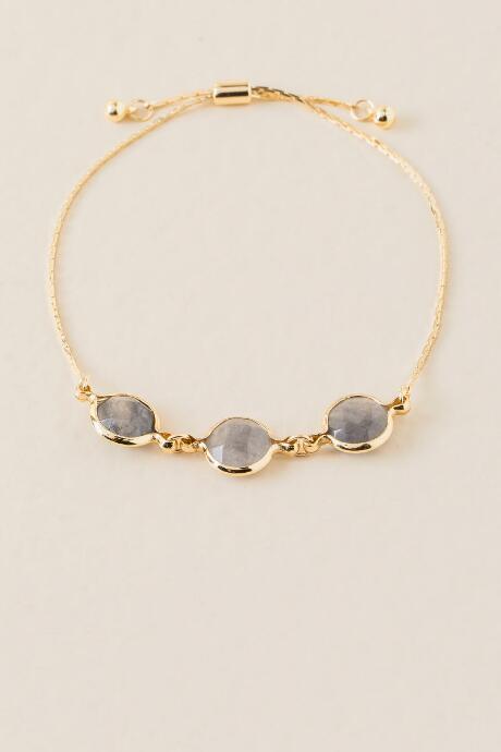 Francesca Inchess Larissa Labradorite Pull Tie Bracelet - Gray