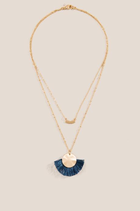 Francesca's Linda Layered Tassel Necklace - Teal