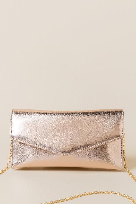 Francesca Inchess Jasmin Metallic Crossbody Clutch - Rose/gold