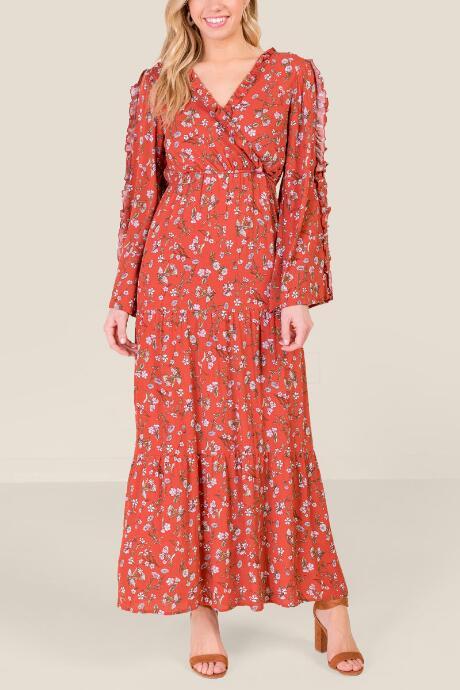Francesca's Macy Bell Sleeve Maxi Dress - Cinnamon