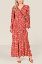 Francesca's Macy Bell Sleeve Maxi Dress - Cinnamon