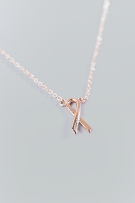 Francesca Inchess Breast Cancer Ribbon Pendant - Rose/gold