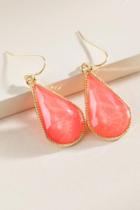 Francesca's Lacey Pearlized Teardrop Earrings In Coral - Neon Coral