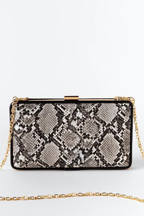 Francesca's Susan Hard Case Clutch - Black/white