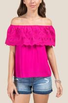 Francesca Inchess Valencia Off The Shoulder Embroidered Blouse - Fuchsia