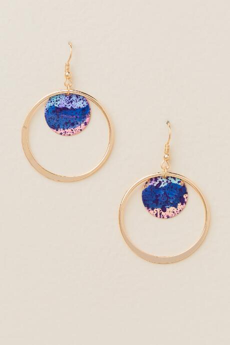 Francesca's Anise Painted Circle Drop Earring - Multi