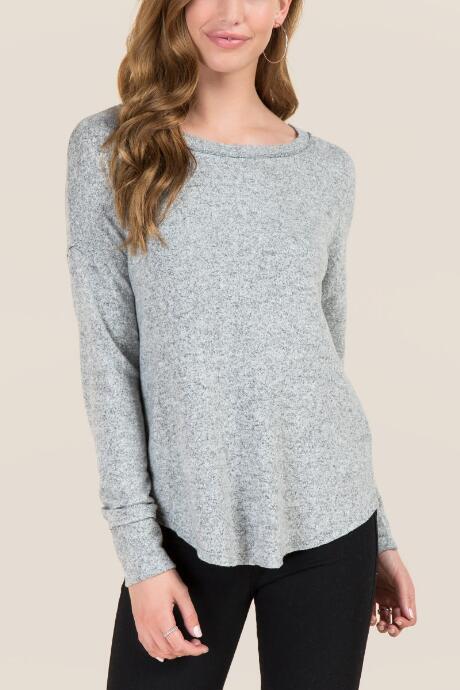 Francesca Inchess Roan Cozy Rounded Hem Sweatshirt - Heather Gray