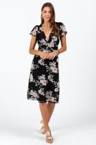 Francesca's Jerrica Floral Midi Dress - Black