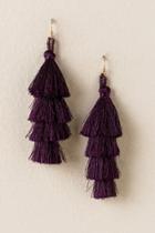 Francesca's Neva Layered Tassel Earring In Purple - Purple