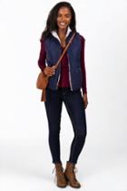 Francesca's Hollis Sherpa Puffer Vest - Navy