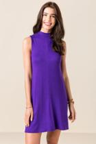 Mi Ami Game Day Mock Neck Shift Dress - Purple