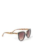 Francesca's Zoe Black Cat Eye Sunglasses - Leopard