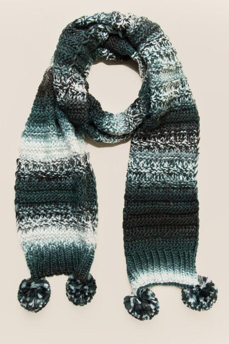Francesca's Karen Pom Ombr Oblong Scarf - Black
