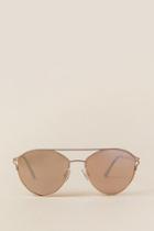 Francesca's Birdie Aviator Brow Bar Sunglasses - Rose/gold