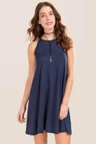 Alya Natassia Cupro Tank Dress - Navy