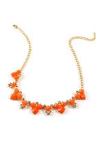 Francesca's Emily Circle Cluster Statement Necklace - Neon Coral
