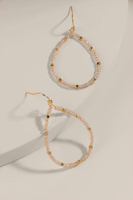 Francesca's Carly Beaded Teardrop Earrings - Pale Pink