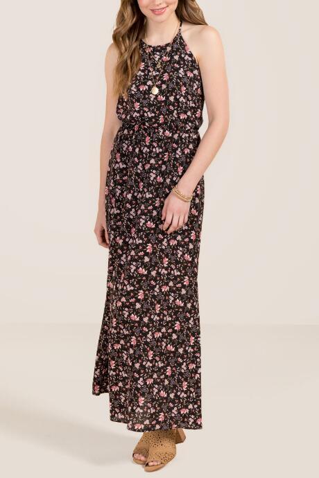 Francesca's Stella Eastern Floral Maxi Dress - Black