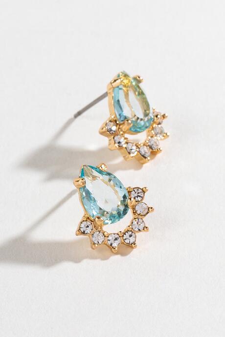 Francesca's Melanie Half Pav Studs In Light Blue - Light Blue